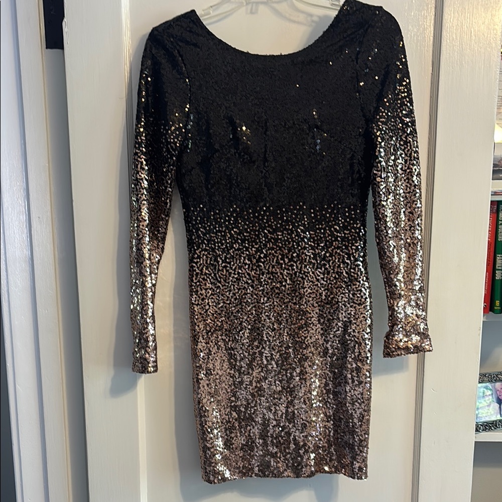 Black and Gold Sequin Dress